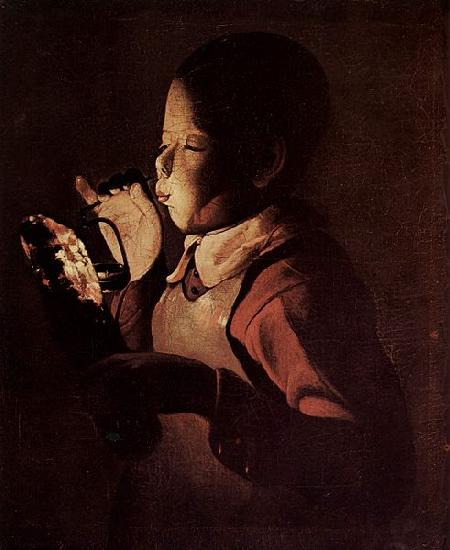 Georges de La Tour Knabe blast in eine Lampe oil painting image